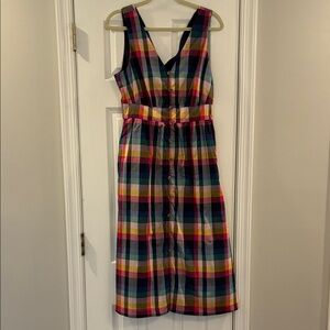 J. Crew Women’s Multicolor Plaid Button-Front Midi Dress